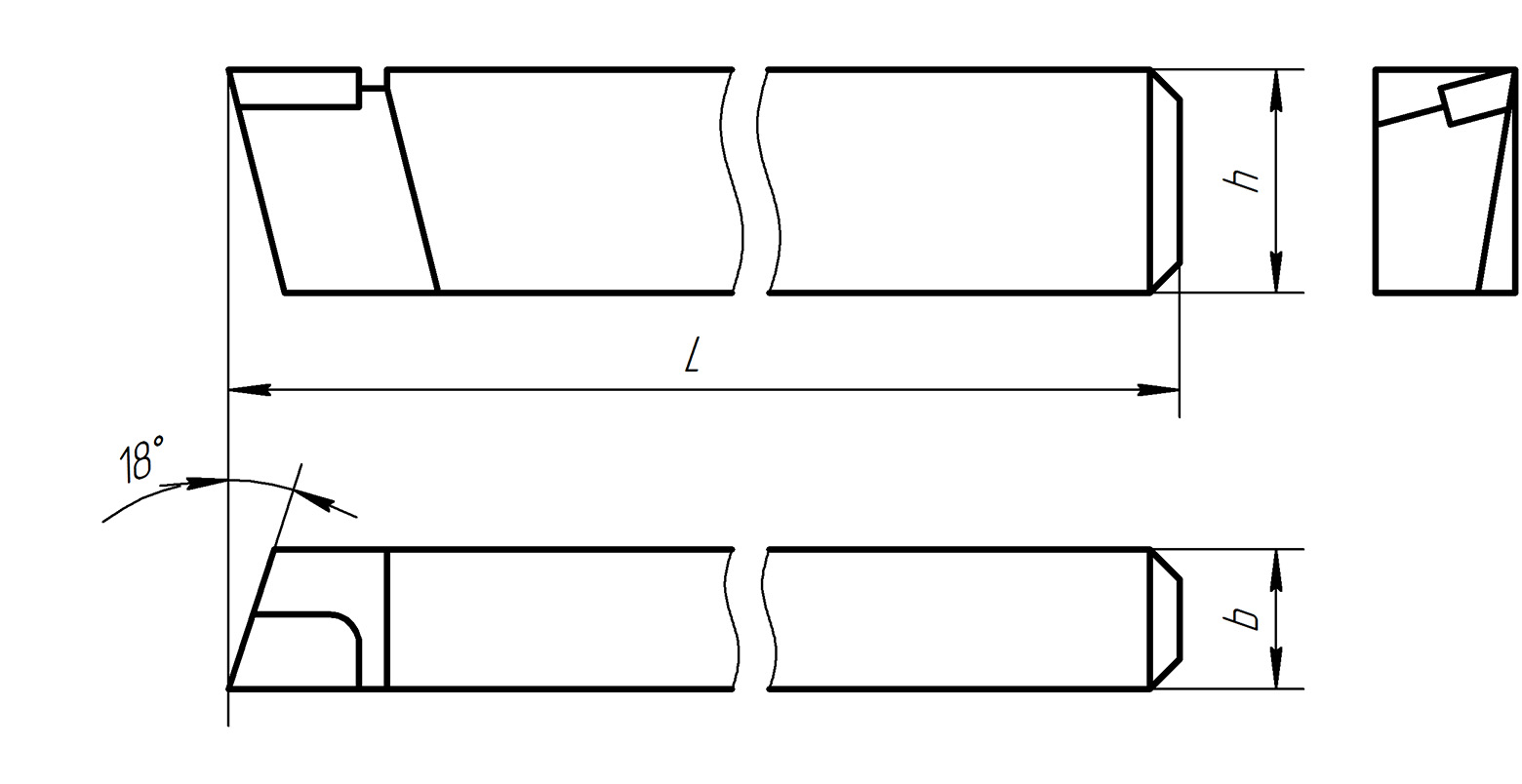 Проходной отогнутый резец эскиз